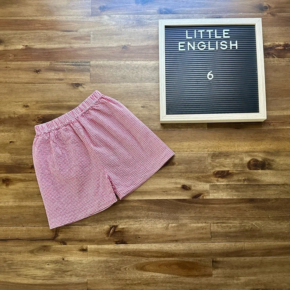 Little English Basic Red Gingham Seersucker Cotton Shorts 6